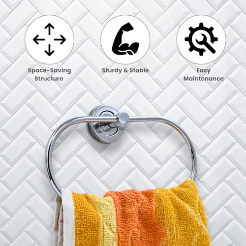 Image of Boniry Stainless Steel Towel Holder & Napkin Holder, Bathroom Accessories - Durable Wall Mounted Towel Hanger for Bathroom, Modern Design Towel Rack for Home (Pack of 1, Rectangular)