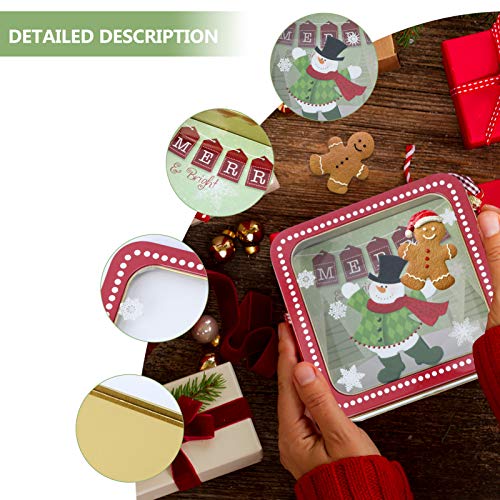 KESYOO 15X15cm Caixa de Folha de Flandres de Natal Com Janela Vazia Latas de Biscoitos Caixa de Pres