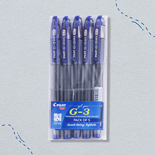 Image of Pilot G3 Roller Ink Gel Pen (Pack of 5, Ink - Blue)