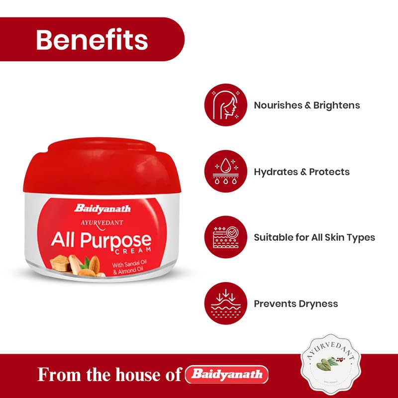 Baidyanath Jhansi Ayurvedant All Purpose Cream With Sandal Oil & Almond Oil 3 517V0wNdesL