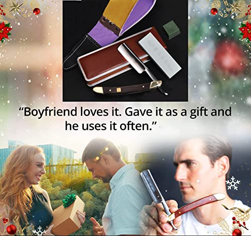 Straight Razor Kit,Best Straight Razor, Shave Ready Straight Edge Razor, Brush, Strop+Soap,Japanese Steel+Ebony Straight Razor For Men, Complete Straight Razor Shaving Kit, Great Gift #TOP4