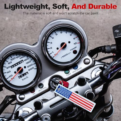 Image of Premium Motorcycle Keychain - Durable Embroidered Flag Key Tag for Riders of Cars, ATV, Dirt Bikes & More