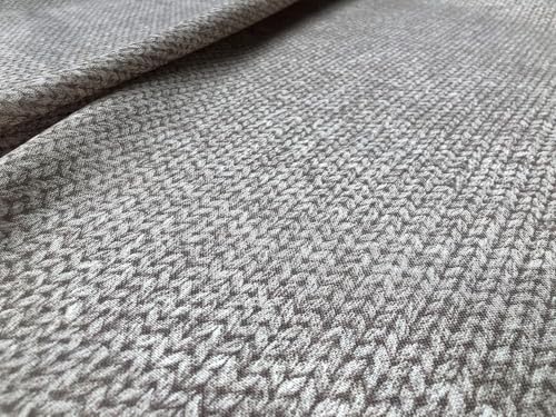 Tissu textile en coton haut de gamme aspect tricoté beige et crème 2 mètres