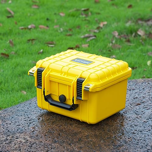 Image of MEIJIA Portable All Weather IP67 Waterproof Camera Case,hard case with Customizable Fit Foam,Fit Use of Drones,Camera,Equipments,10.62 x9.68x6.87inches (Yellow)