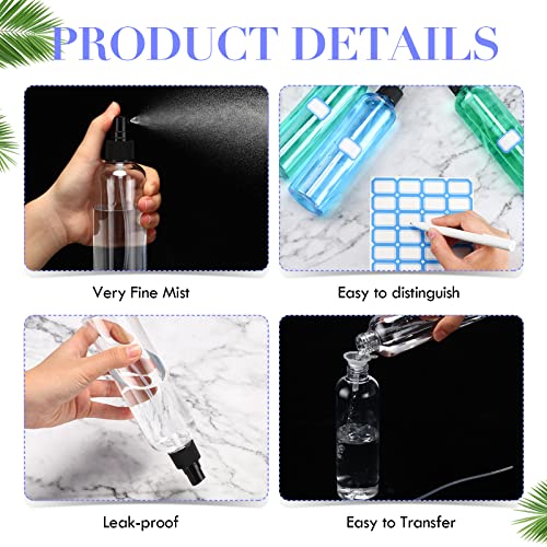 Eccliy 64 Pcs 8 oz Plastic Mist Spray Bottles Refillable Clear Empty Spray Bottles Mist Sprayer with Black Spray Cap for Essential Oils Travel Perfumes Disinfectant - Image 3