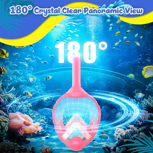 Kids Full Face Snorkel Mask, Snorkeling Gear for Kids, Kids Scuba Mask and Snorkel, Diving Mask, Snorkeling Set, 180 Degree Panoramic View Anti-Fog Anti-Leak miniatura 5