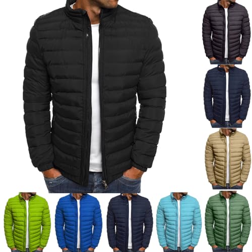 Générique Doudoune Homme Legere et Chaude Hiver Veste Chic sans Capuche Col Mao Manteaux Court Décontractée Blousons Zippée Couleur Unie avce Poches...