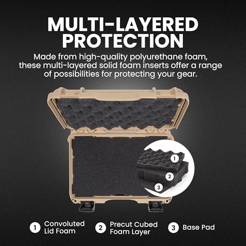 NANUK 909 Travel Hard Case with Customizable Cubed Foam – Waterproof Camera Case, 12.6” x 9” x 4.4”, Lightweight, Lockable, Dustproof, Impact-Resistant & Durable Protective Case – Tan by NANUK - Used condition - Image 3
