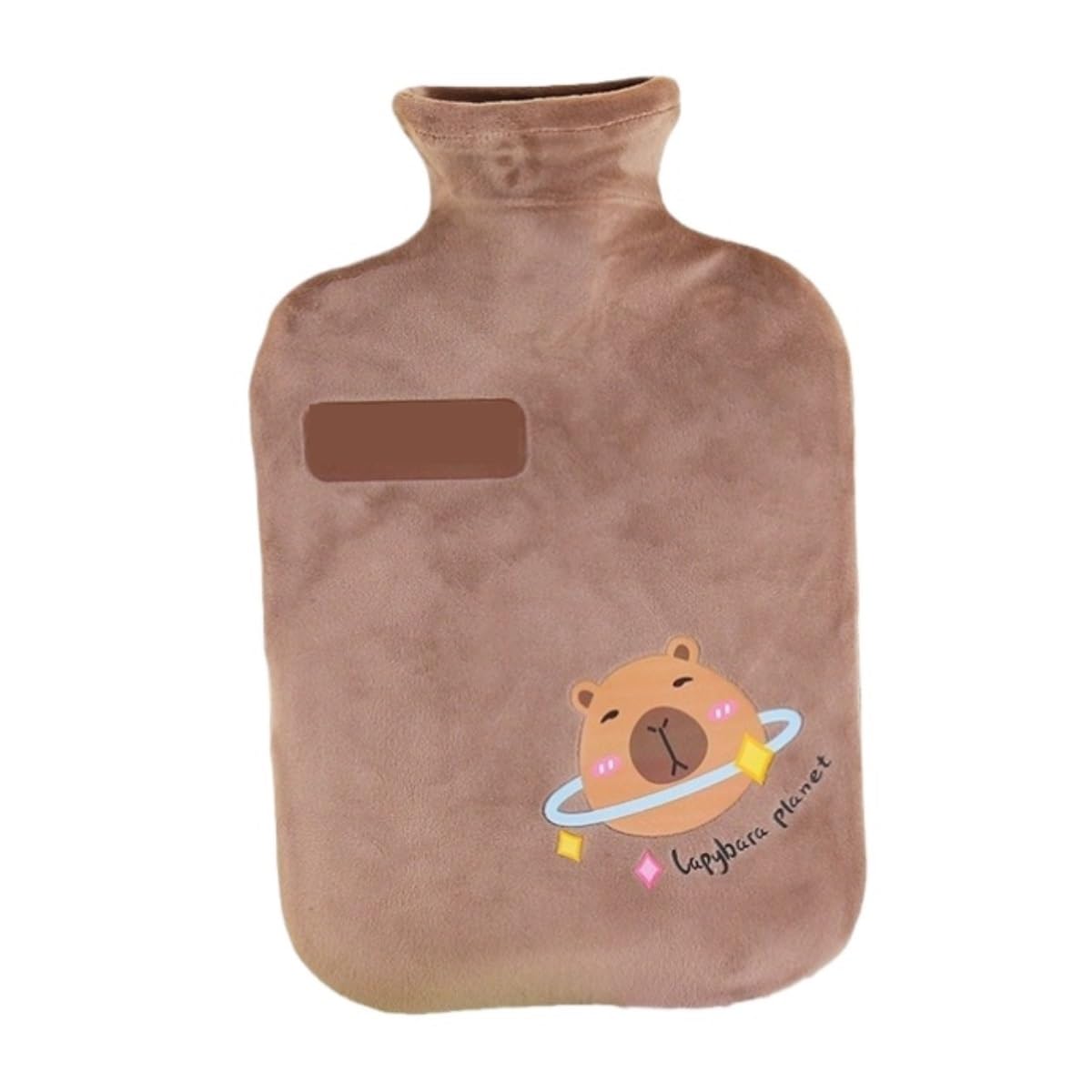Bolsa de Agua Caliente Botella De Agua Caliente Llena De Agua De PVC, Botella De Agua Caliente Llena De Agua Portátil De Felpa Hot Water Bottle Segura(Bruin)