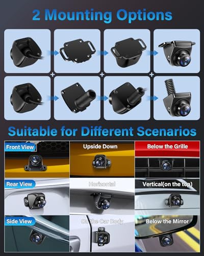 AHD 1080P Backup Camera 360°Rotatable Back up Camera for Cars Reverse Camera for Truck Super Night Vision IP69K Waterproof Rear/Front/Side View Camera w 170° Wide Angle Reverse Line, No Drilling - Thumbnail 5