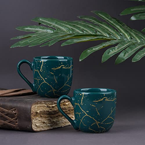 Image of DATA Manu Mugs with Metallic Design, Pack of 6 | Coffee Mugs (Green)