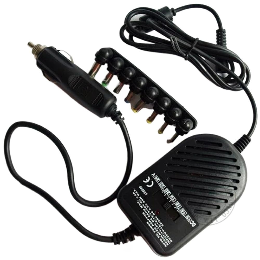 Cargador de coche universal para portátil TNNBNT de 80W con 8 clavijas DC adaptadoras