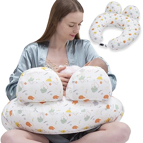 Image of AMCATON Breastfeeding Pillow for Mom, Nursing Pillow for Breastfeeding, Breastfeeding Pillow with Adjustable Strap, Fence Protection (Rabbit)