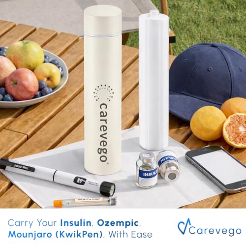 Image of MiniGo 16H Single Pen Insulin Cooler Travel Case with Biogel Ice Pack- Diabetes Organizer and Medicine Cooler Compact Travel Case (Pearl)