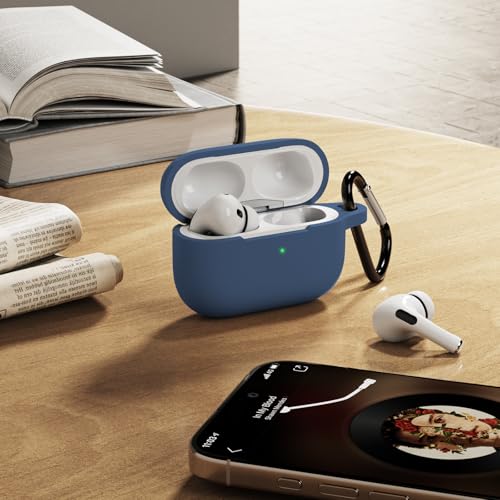 Image of Meliya for AirPods Pro 2 /1 Gen (2023 /2022 /2019) Case Cover with Cleaning Kit and Keychain, Soft Silicone Case Compatible with Airpods Pro 2 (USB-C /Lightning Cable) - Midnight