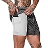 Rave on Friday Heren 2 in 1 Sportshorts Ademend Gym Training Shorts Lichtgewicht met Zakken M-XXL