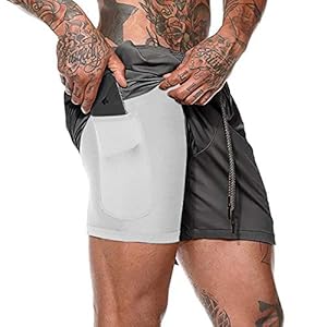 Rave on Friday Heren 2 in 1 Sportshorts Ademend Gym Training Shorts Lichtgewicht met Zakken M-XXL