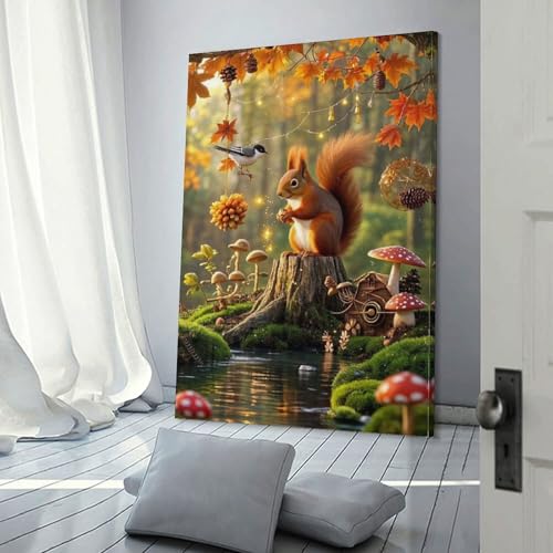 Impression Sur Toile Écureuil de Qualité Supérieure 40x60cm