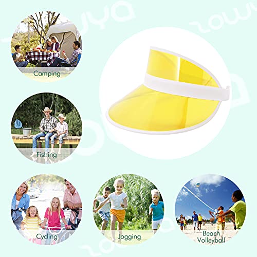 Zowya Clear Sun Visor Hats For Girls Boys Plastic Color Visor Caps For Kids Pvc Tennis Beach Cap Uv Protection Adjustable Yellow thumb #6