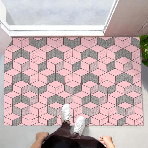 Tapis texture de cube moderne paillasson antidérapant et lavable 90x150
