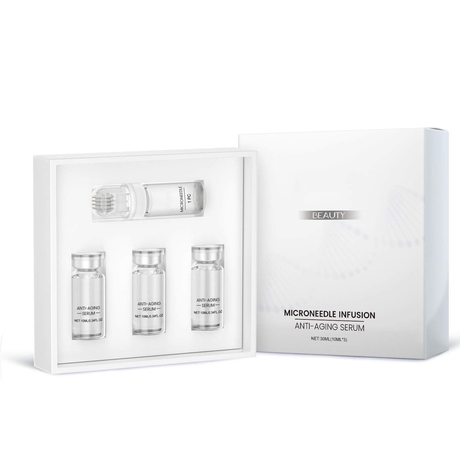 Micro Infusion System per Viso, Sistema di Micro Infusione per Labbra, Sistema Viso Glamour con Siero, per Tutti i Tipi di Pelle, con 3 Bottiglie di Serum e 1 Rullo