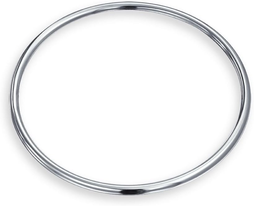 Personalized Plain Simple Round Square Flat Edge Layering Stacking Strong 2-3MM Shinny .925 Sterling Silver Bangle Bracelet Set For Women Teen Customizable