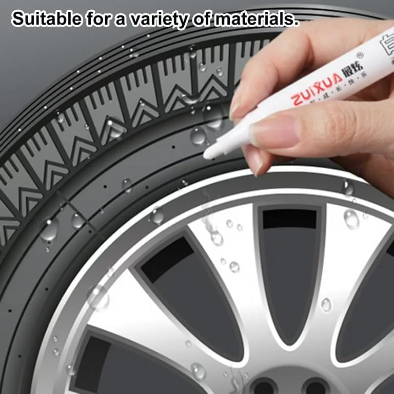 Image of White Permanent Marker Pens Set Oily based Work on tire /plastic /metal /paper /glass /cloth surface Waterproof School supplies Stationery Art brush pen Pack of (5)