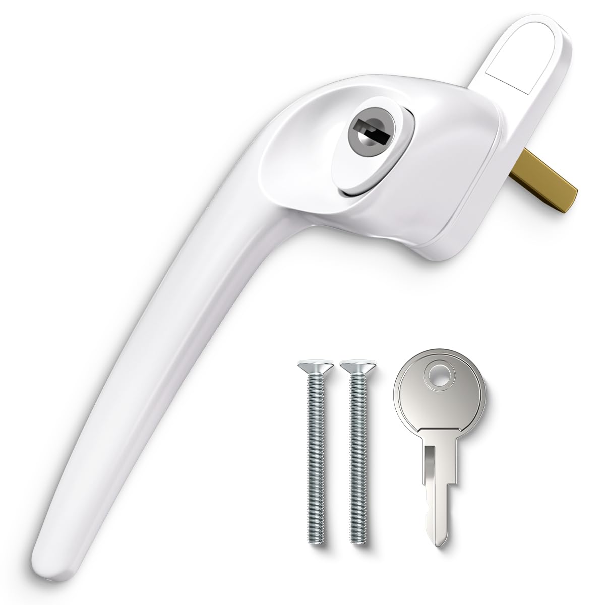 Bwintech 1 Pcs Offset White UPVC Aluminium Window Handle, Left Hand, 43mm Spindle for Indoor and Outdoor UPVC Window