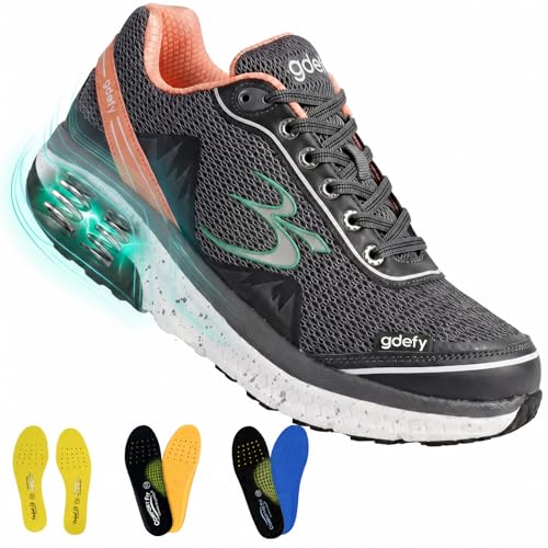 Gravity Defyer g-defy Mighty Walk Women’s Orthopedic Comfort Shoes Plantar Fasciitis | VersoShock All-Day Comfort | Wide Toe Box | Reduces Pain for All Activities Gray, Pink
