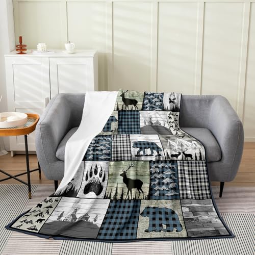 Feelyou Wildlife Western Cabin Flannel Fleece Blanket 50" x60 All Season