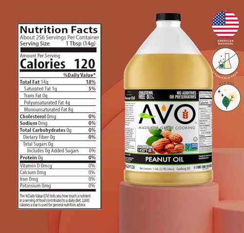 image for AVO Made for Great Cooking NON-GMO Peanut Oil 1 Gallon - Perfect Peanu