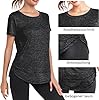 Deaviya Women's Sports T-Shirt Gym Tops, Short Sleeve Workout Casual Running Tops, Ladies Gym Yoga Sports Top, Crew Neck Fitness T-Shirts for Women, Loose Side Split Tee,Black and Red, 3XL #3