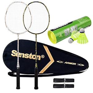 Senston Badminton Set S300 Graphite Full Carbon Badminton Rackets With Carry Case, 2 Badminton Rackets 1Tube…