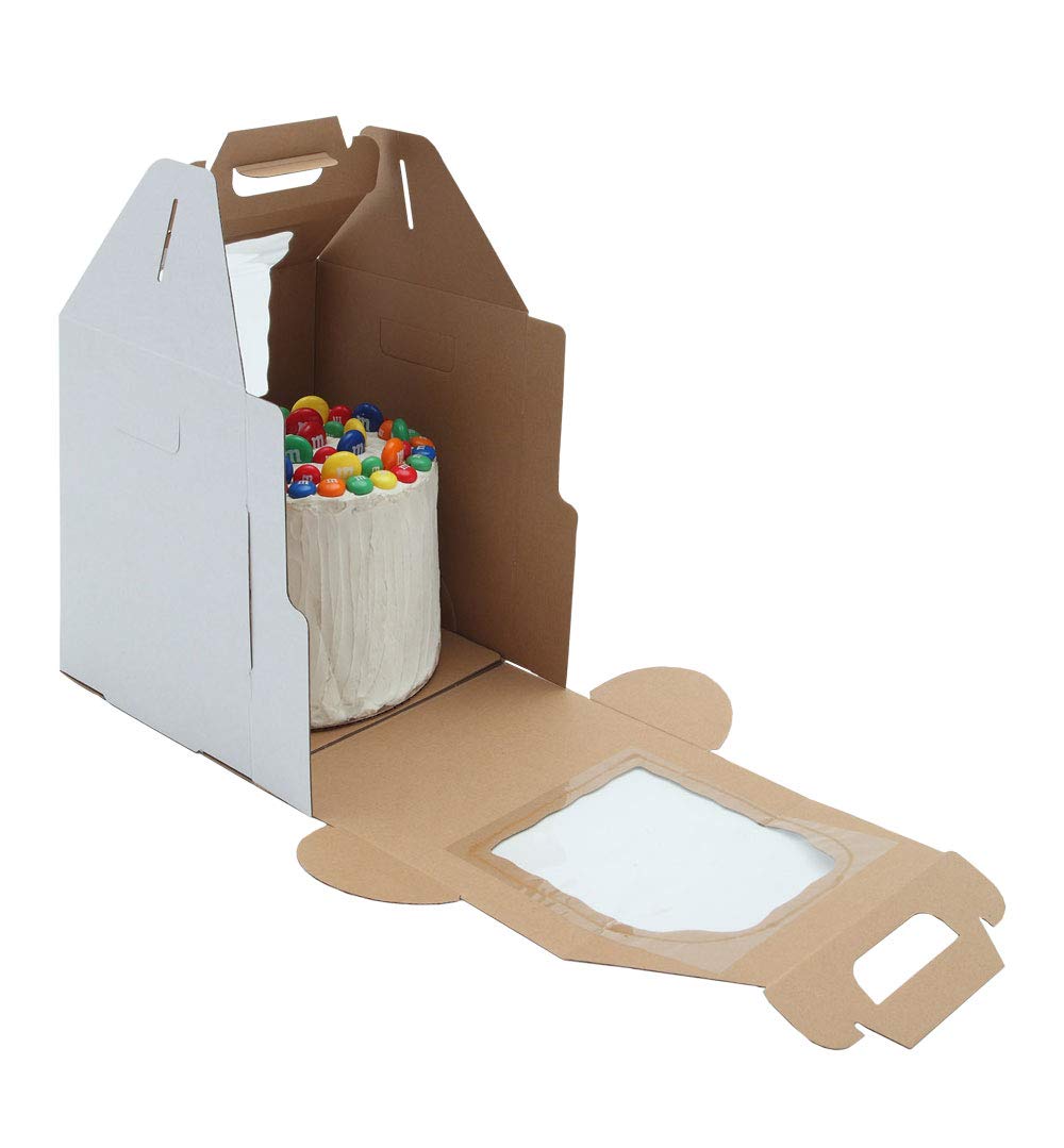 W Packaging Plain Tall White/Kraft Cake-Carrier Box 16