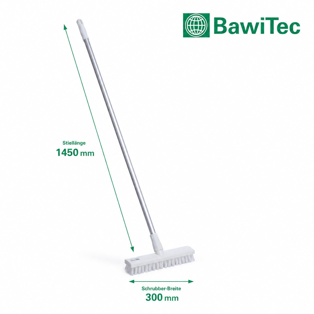 Profi Hygiene Besen 40cm weiße PBT-Borsten mit Stiel Alustiel 145cm Lang