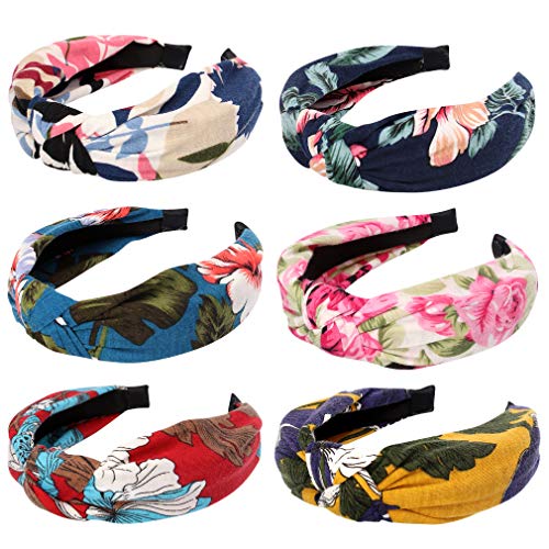 KICOSY 6pcs Headbands for Women Knotted Headbands for women Head Bands Wide headbands for women Turban Headbands for women Hairbands for women Top Knot Headband for Women Floral Headband for Women