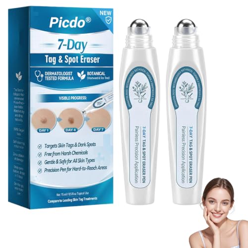 Picdo Tag & Spot Eraser Picdo Skin Tag Remover Picdo Tag and Spot Eraser for Face & Body Salicylic Acid & Tea Tree Oil Formula Natural Ingredients Suitable for All Skin Types (2 PCS)
