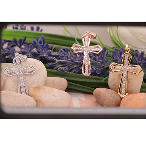 Dazzlingrock Collection 0.15 Cttw 14K Solid Gold Round Diamond Men's Womens Unisex Cross Pendant 1/5 CT2