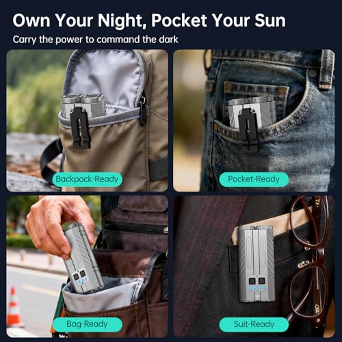 Image of Banral Powerful Rechargeable EDC Pocket Flashlight with Dual Light Source | 3100 High Lumens Tactical Flashlight, Zoomable 7 Modes, Type C Charging, Pocket Clip, Waterproof for Car, Emergency, Home
