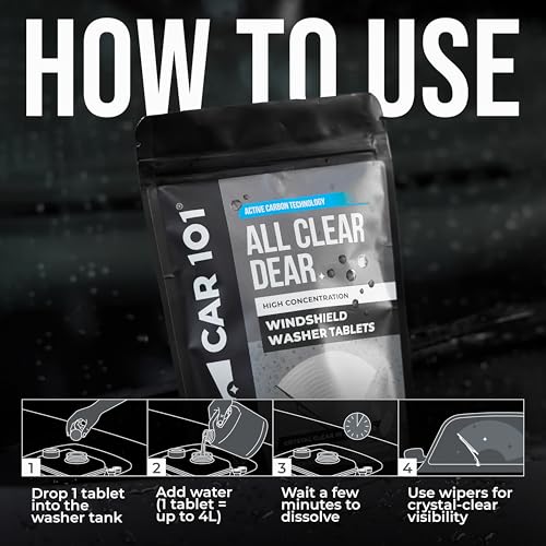 Image of CAR101 Windshield Washer Tablets - 25Pcs | Car Accessories | Automotive Glass Wiper Cleaning Tablets | Concentrated Glass Cleaning | Bug & Dirt Remover, Eco-Friendly Washer Fluid Substitute