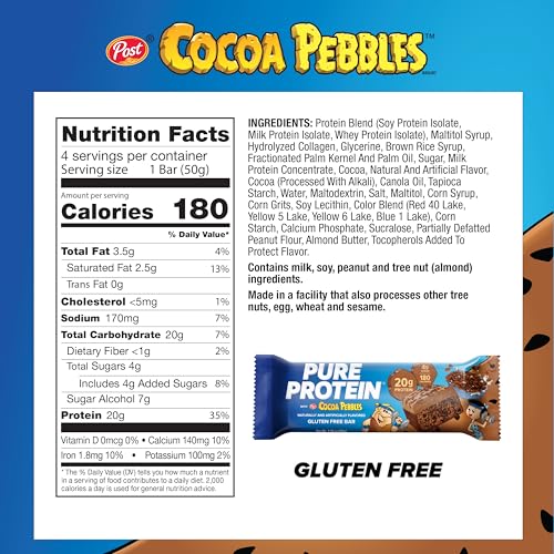 Image of Pure Protein Cocoa PEBBLES Protein Bars, 20g Protein, Gluten Free, 12 Ct