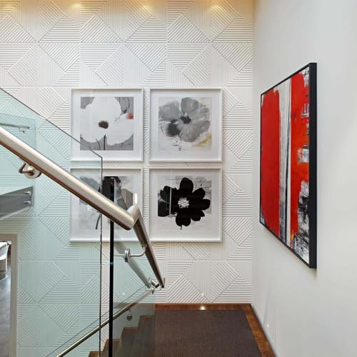 Image of Kayra Decor 3D PVC Wall Panels - Stripe Design, White Color 19.7 inch x 19.7 inch (Pack of 6) - Covers 16.17 Sq. Ft.