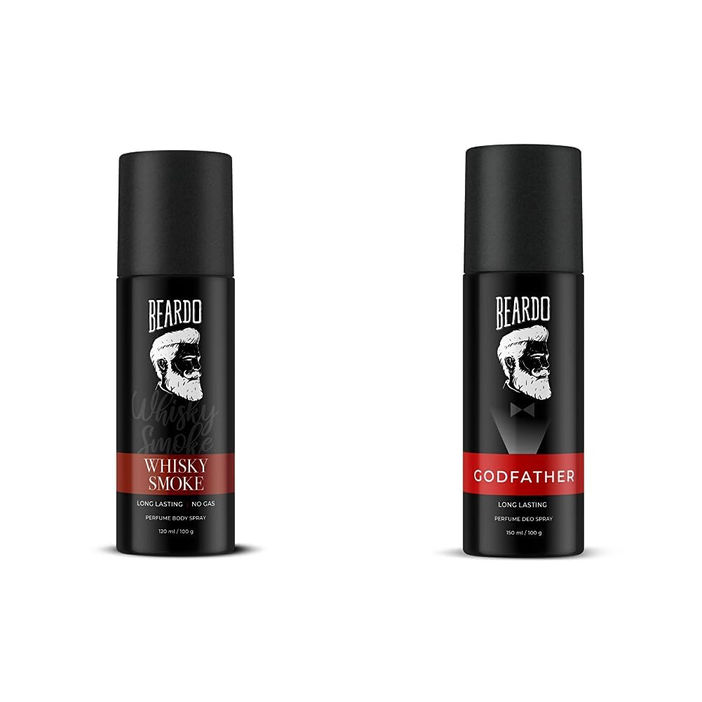 BEARDO Spicy Fragrance Combo | Whiskey Smoke Body Spray 120Ml & Godfather Perfume Men's Deo Spray 150Ml (Set Of 2), 2 count-picture-45