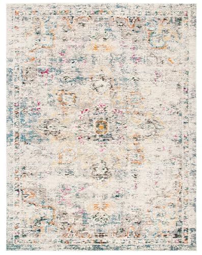 SAFAVIEH Distressed Teppich für Wohnzimmer, Esszimmer, Schlafzimmer - Madison Collection, Kurzer Flor, Grau und Gold, 244 X 305 cm