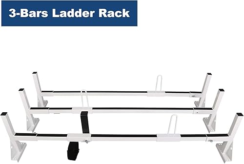 Miniatura 2 de ECOTRIC Soportes de techo universales de 3 barras de capacidad de 750 libras compatibles con Ford E150 250 350 Chevy Chevrolet Express 1500 2500