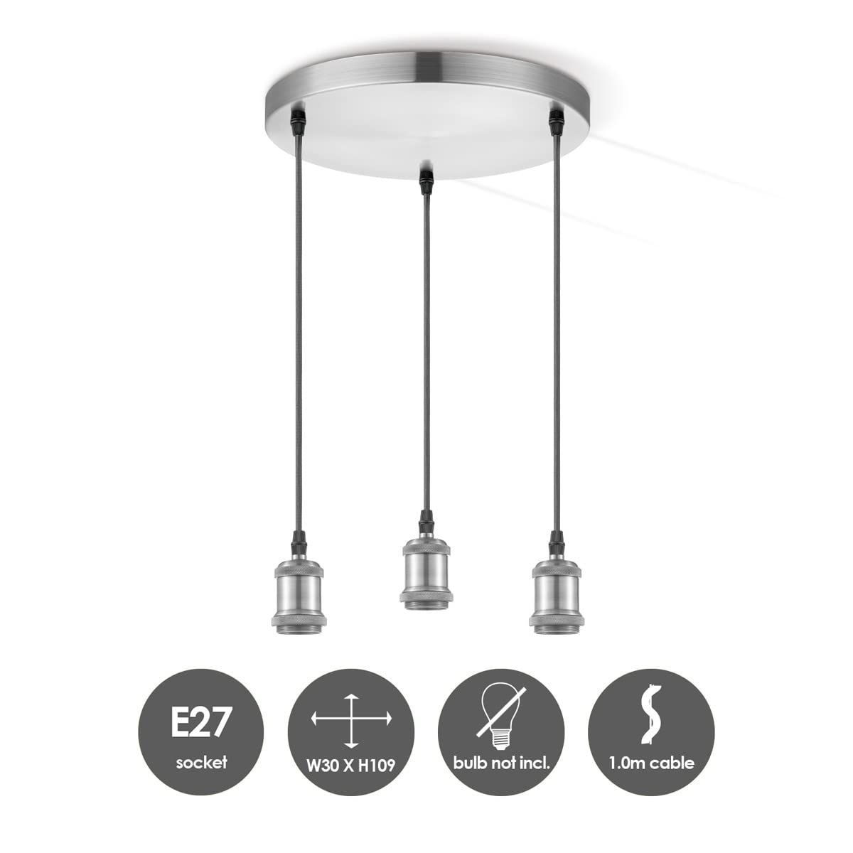 Home Sweet Home Lampada a sospensione moderna in acciaio spazzolato vintage | 66/12,5/100cm | luminoso | lampada a sospensione con lampada LED | 4W 440lm 3000K dimmerabile