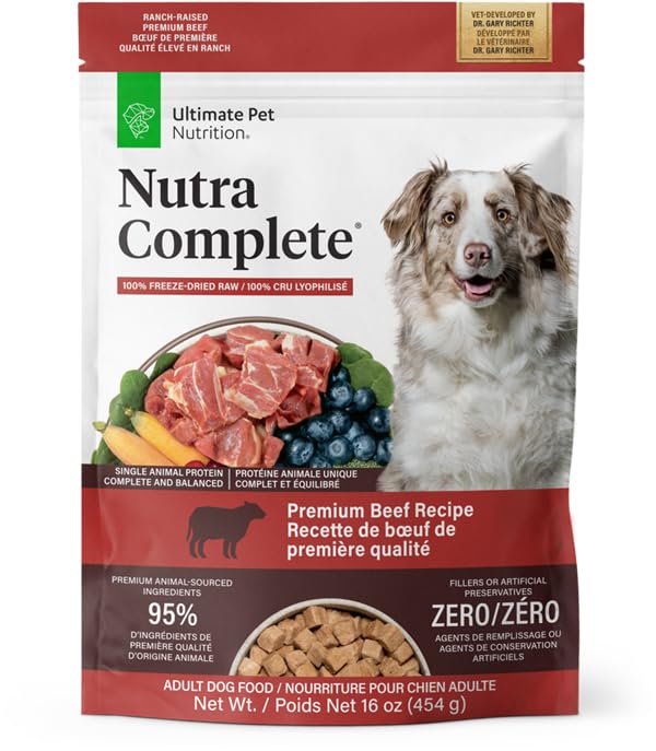 ULTIMATE PET NUTRITION Nutra Complete, 100% Freeze Dried Veterinarian Formulated Raw Dog Food with Antioxidants Prebiotics and Amino Acids (16 oz., Beef) image 3