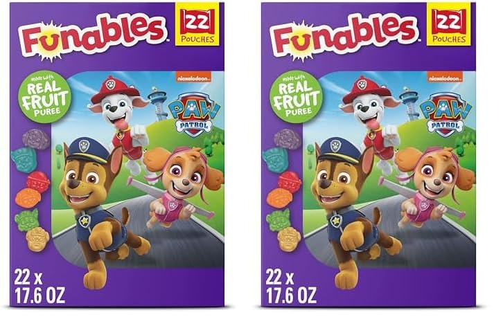 Funables Fruity Snacks, PAW Patrol, Assorted Fruit, Flavored Snacks, 0.8 oz 22 ct (Pack of 2)