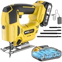 Cordless Jig Saw 20V, Electric Jigsaw Tool with Battery and charge, 2900RPM Variable Speed for Wood Cutting, 3 Orbital Settings for Straight/Curve Cutting, 1 Battery