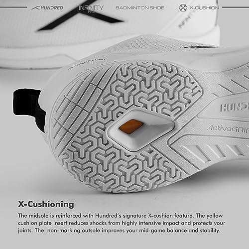 Image of Hundred Infinity Pro Badminton Shoes (Non Marking) | Also Perfect for Squash, Table Tennis, Volleyball, Basketball & Indoor Sports | Lightweight & Durable | X-Cushion